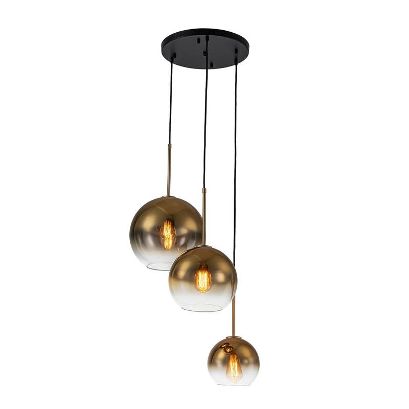 3-Light Round Polished Glass Globe Bubble Pendant Light