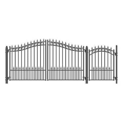 ALEKO Steel Dual Prague Style Driveway Gate 14 ft with Pedestrian Gate - 14 ft x 6 ft / 5 ft x 4 ft