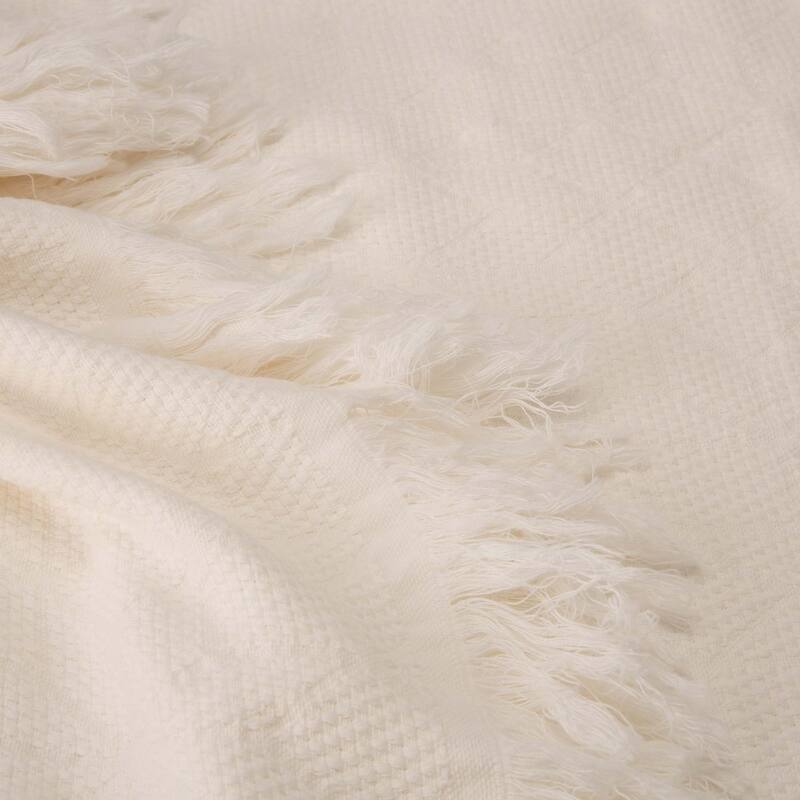 Glitzhome Warm Lightweight Dusty Pink Grid Cotton Woven Throw