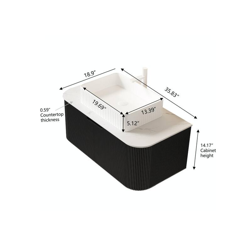 Wall Mounted Bathroom Vanity with White Rectangular Ceramic Basin