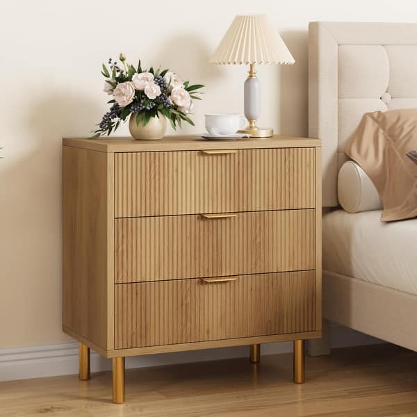 brown dresser gold handles Kicctian 7 Drawers Dresser with LED Lights & Charging Station, Fluted Wood  Chest of Drawers with Gold Handles Dressers for Bedroom & Living Room,Brown