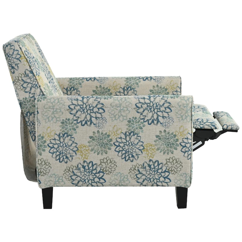 Recliner Chair with Adjustable Push-Back Mechanism, Armchair with Wood Legs, Deep Seating Lounge Chaise Chair