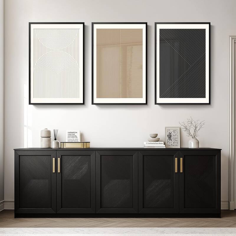 Framed Modern Black and White Abstract Wall Art