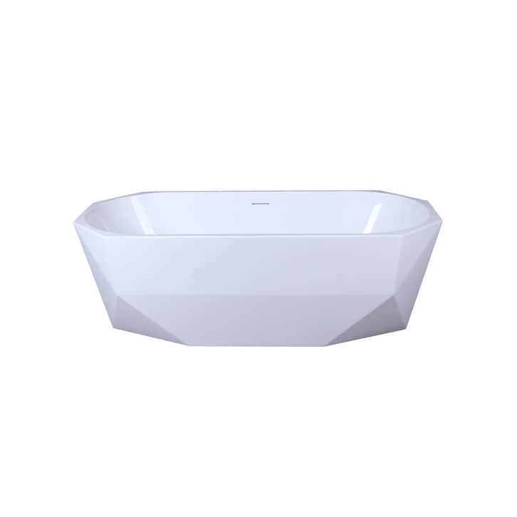 Edward Soaking Diamond Style Bathtub in Glossy White