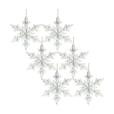 Set of 6 Rustic Snowflake Christmas Ornaments 14"