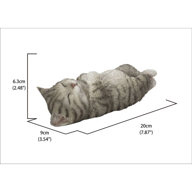 Sleeping Tabby Kitten Outdoor Garden Statue - 7.75"