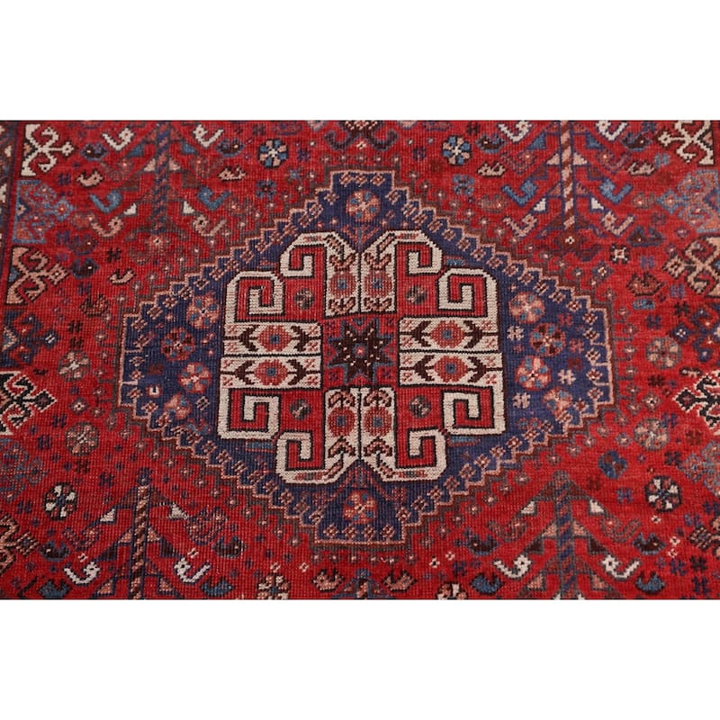 Pre-1900 Antique Vegetable Dye Shiraz Persian Wool Area Rug Handmade - 3'9" x 5'1"
