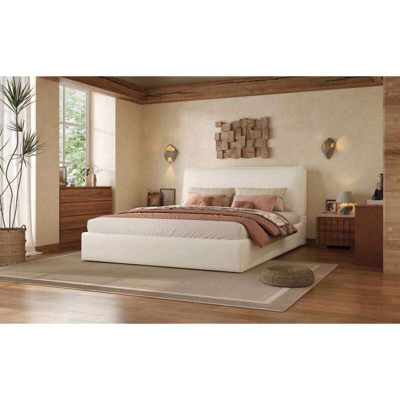 Christopher Knight Home - Ergonomic Boucle Upholstered Platform Bed Frame