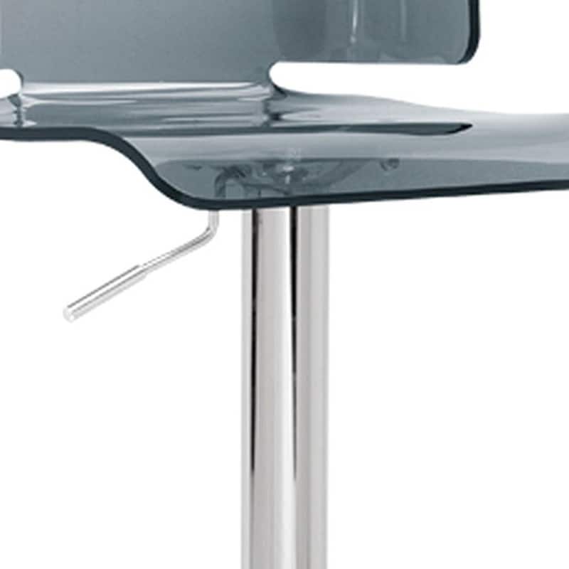 Acrylic Adjustable Height Pedestal Bar Chair with Swivel and Footrest - 16” x 15” x 26” (D x W x H)