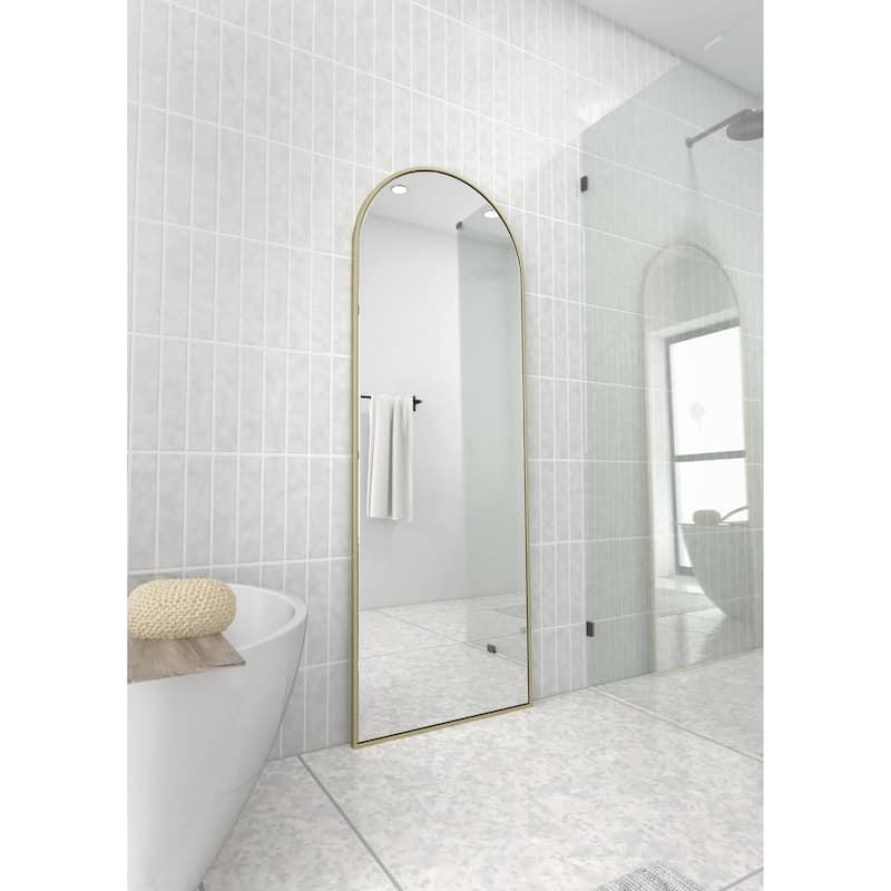 Glass Warehouse Large Arch Shape Stainless Steel Framed Mirror