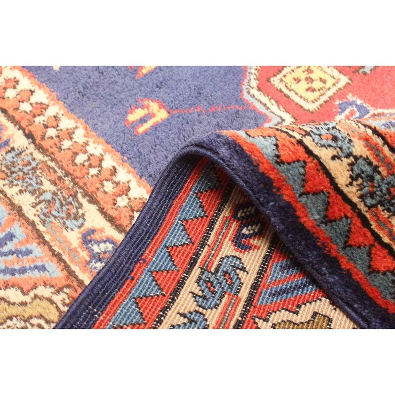 ECARPETGALLERY Hand-knotted Kayseri Navy Wool Rug - 4'8 x 11'5