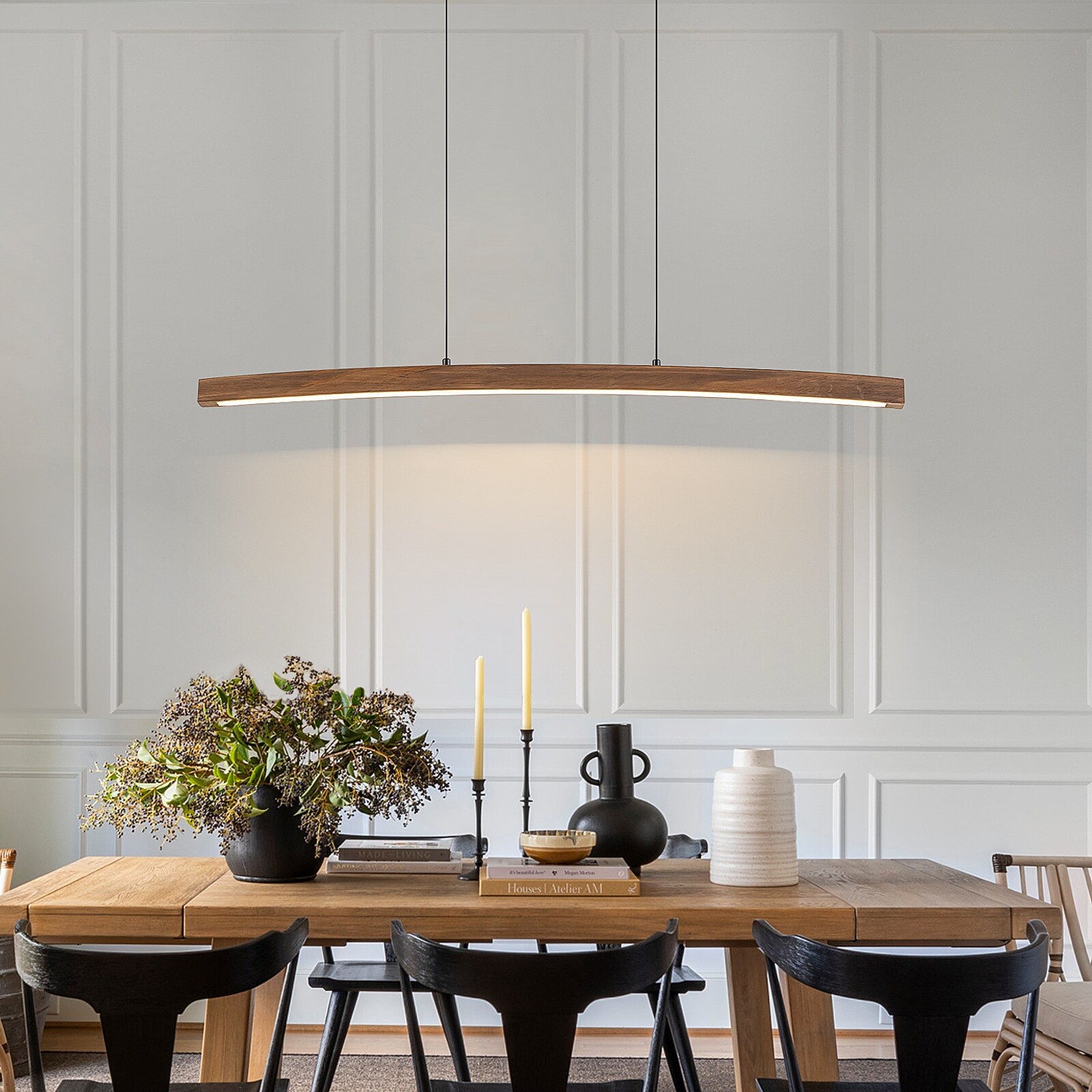 Rustic Wooden Dimmable Integrated LED Linear Chandelier Adjustable Kitchen Island Lights W 39.4 Bed Bath Beyond 40499846
