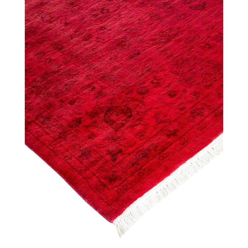 Overton Hand Knotted Wool Vintage Inspired Modern Contemporary Overdyed Pink Area Rug - 6' 1" x 8' 10"