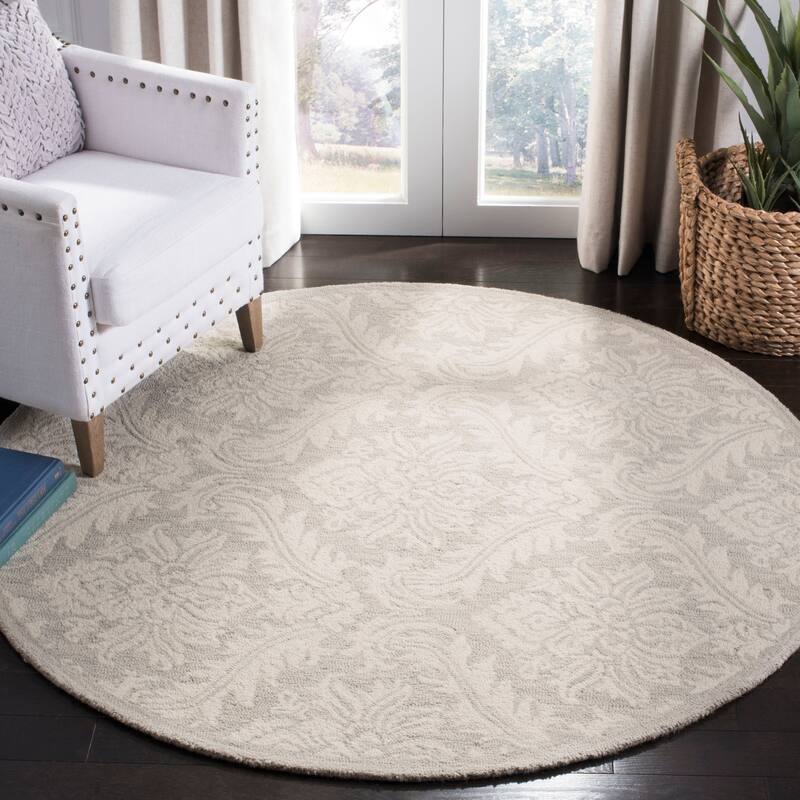 SAFAVIEH Handmade Micro-Loop Rolina Wool Rug - 5' Round - Silver