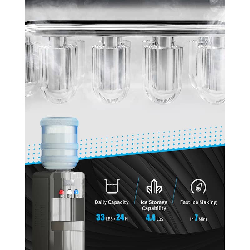 3 in 1 Water Dispenser with Ice Maker, Cold/Hot Temperature, 3 or 5 Gallon, Top Loading,Black