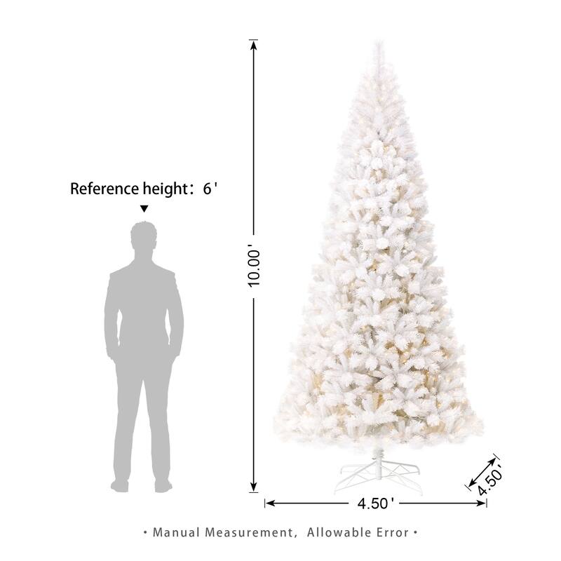 Glitzhome 8ft/10ft Pre-Lit Deluxe White Pine Slim Christmas Tree with Remote Controller