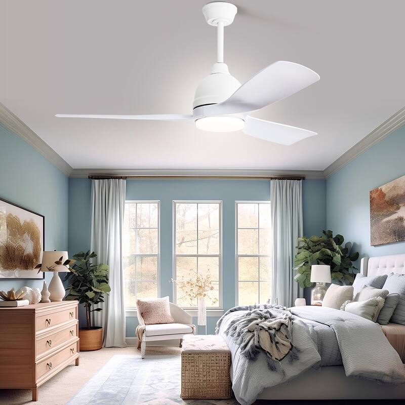 54 inch Modern Smart Ceiling Fan with Light,Remote&APP Control,Sloped Ceiling Adaptable - White