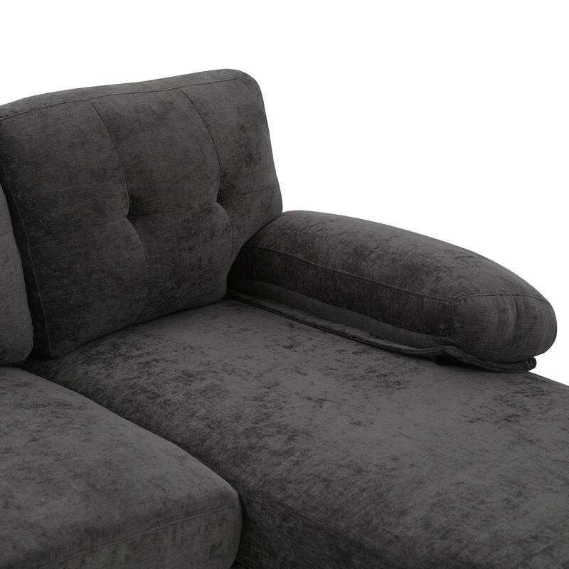 103.5" Chenille U-Shaped Sectional Sofa with Dual Chaise Lounges and Storage Pockets