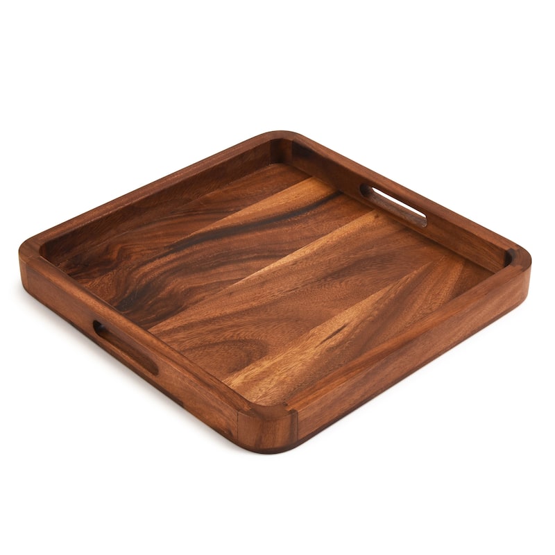 15" Square Serving Tray - Solid Bottom - Brown