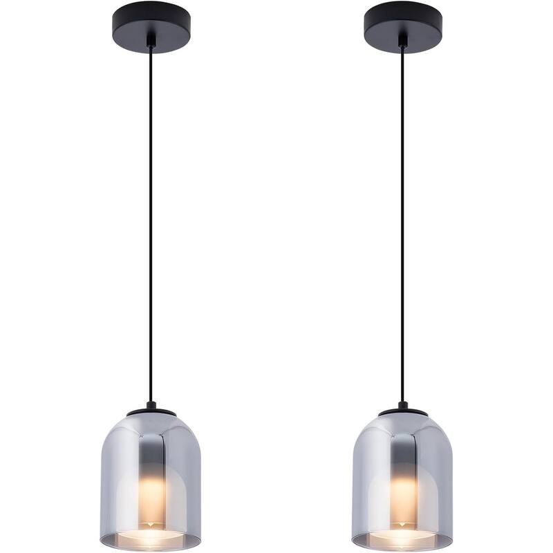 Double-layer pendant light black bedrooms light glass kitchen light