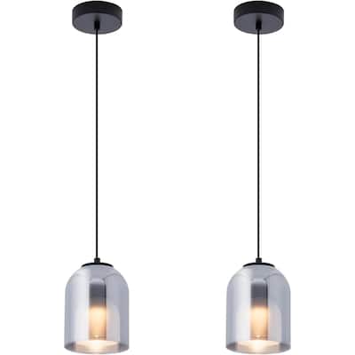 Double-layer pendant light black bedrooms light glass kitchen light
