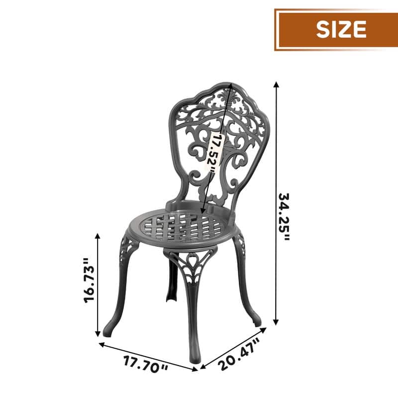 Black Aluminum Patio Outdoor Dining Chair (2-Pack)