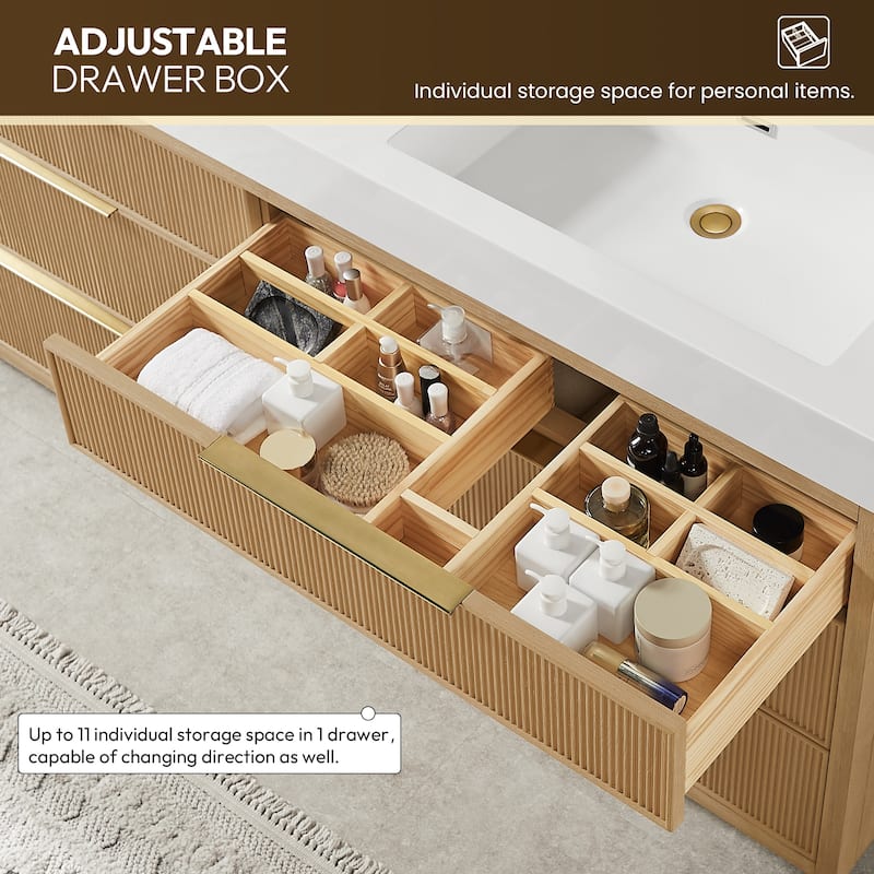 Hohhot Bath Vanity with Integrated Stone Sink Top without Mirror