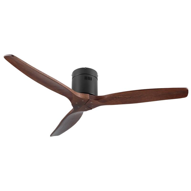YUHAO SylvanAir Modern 52 in. Flush Mount Outdoor/Indoor Ceiling Fan with 3 Solid Wood Blades and DC Reversible Motor - SylvanAir I 52 Iches - Black