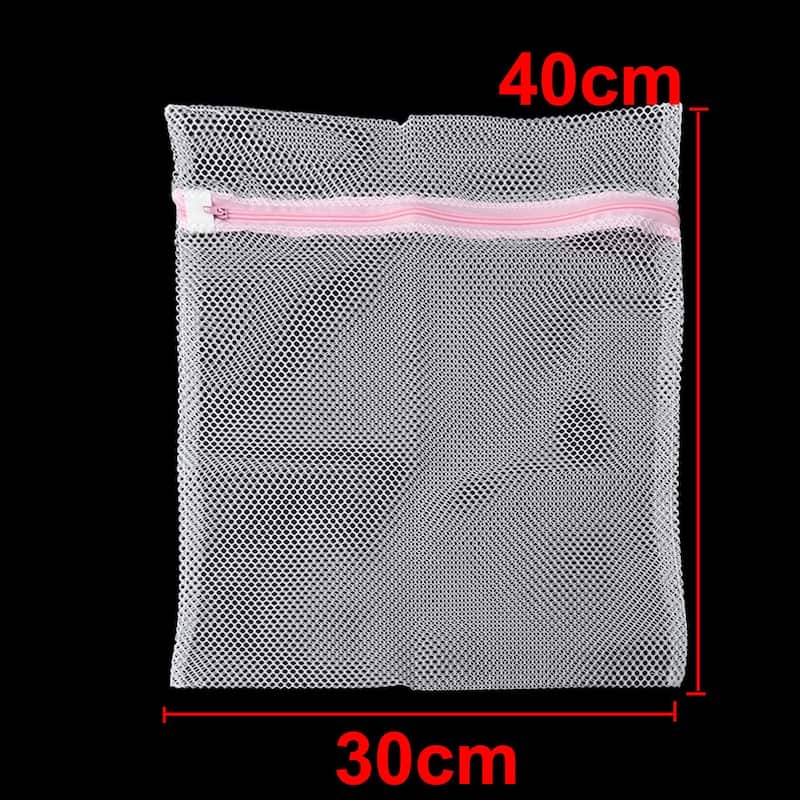 Family Nylon Clothes Underwear Lingerie Sock Holder Washing Bag White 3 Pcs