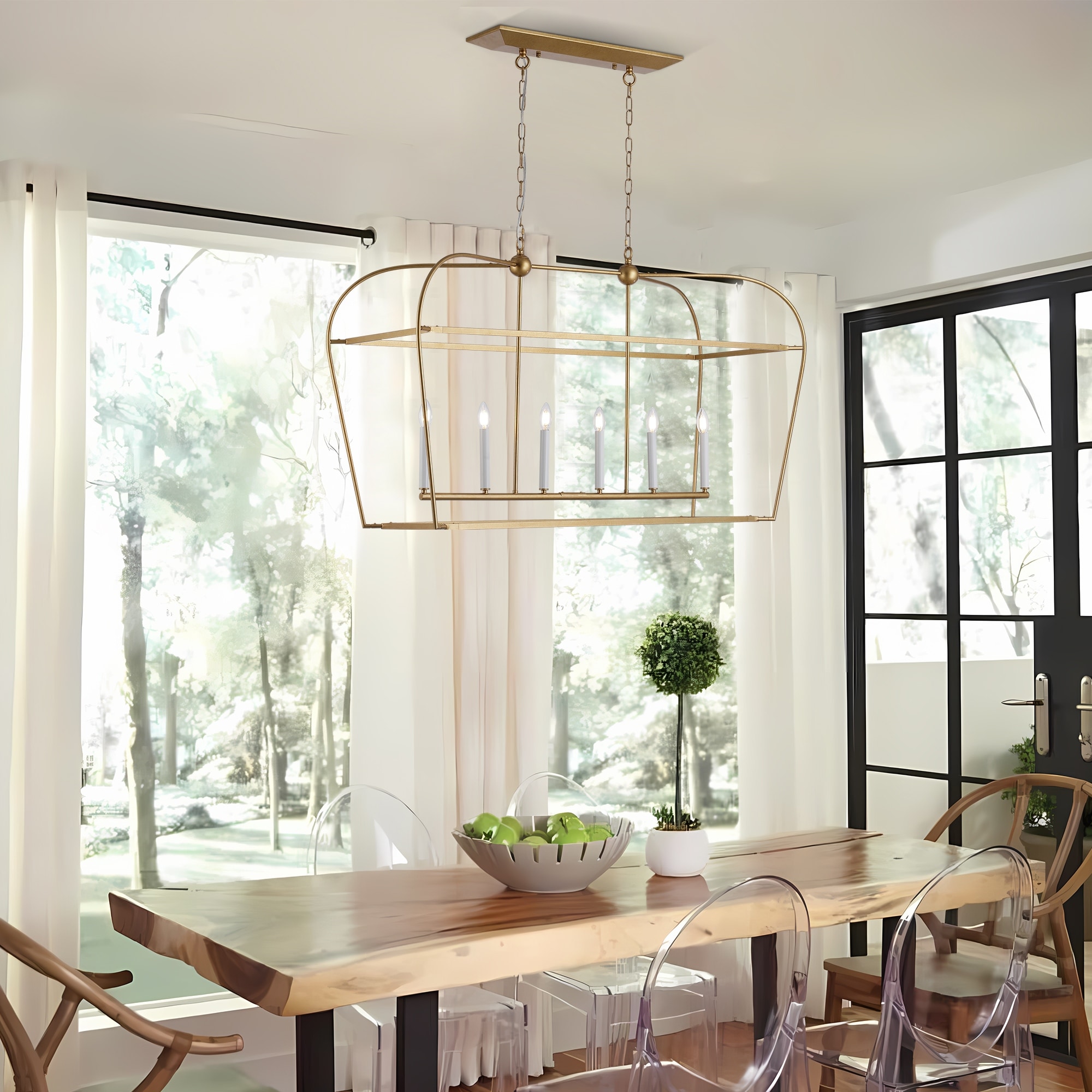 Linear Lantern 6 Light Foyer Debonair Island Chandelier Candle Style Pendant Light