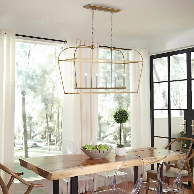 Linear Lantern 6-Light Foyer Debonair Island Chandelier Candle - N/A