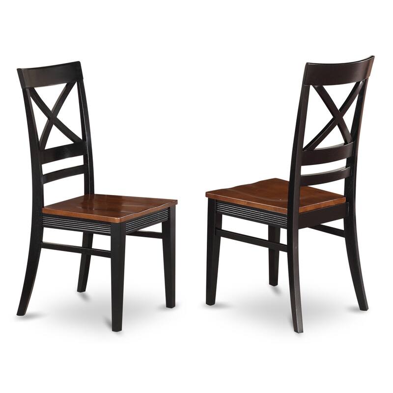 HomeStock 5-Piece Black and Cherry Finish Solid Wood Top Dining table with 4 Chairs with Lattice Back