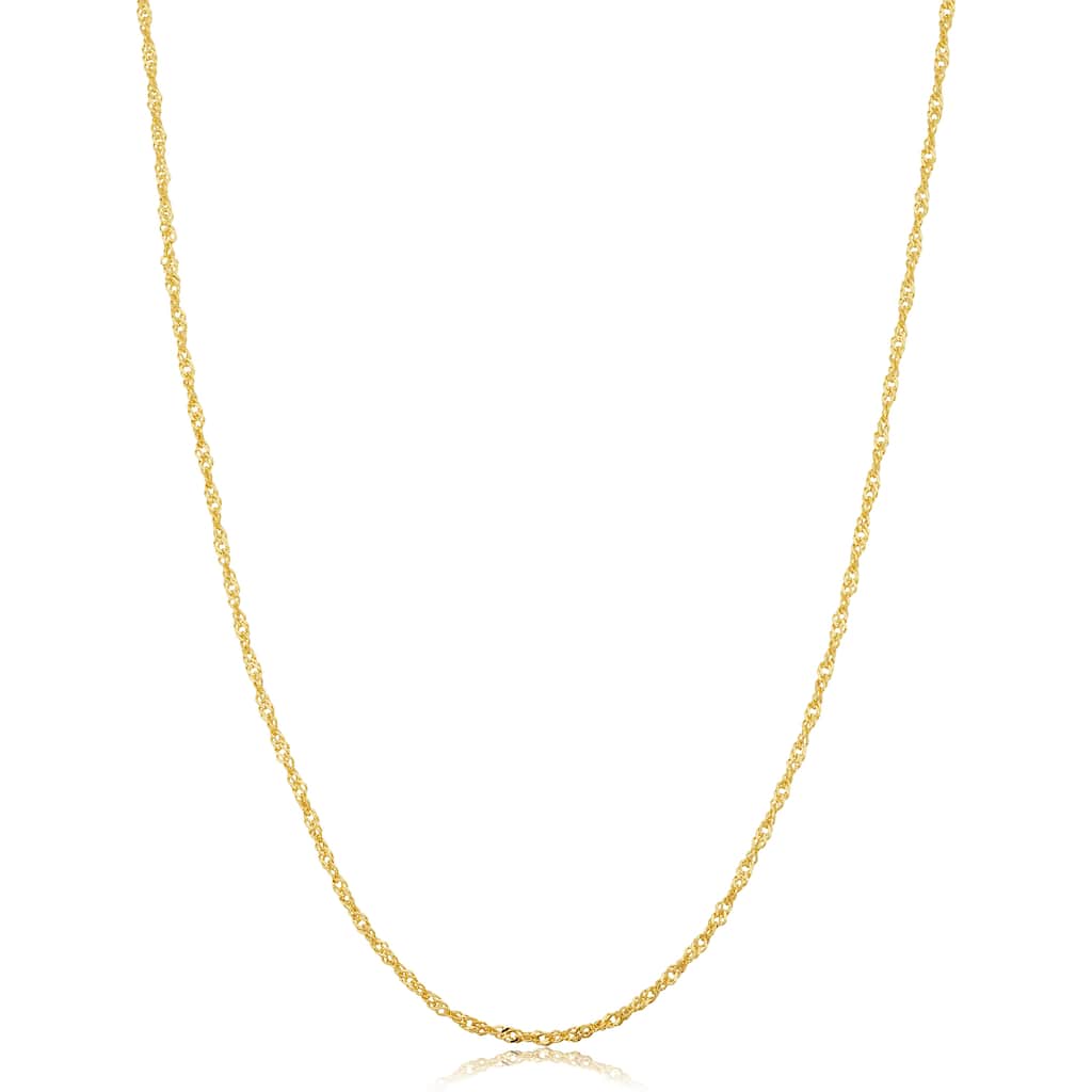 14k Yellow Gold Filled 1.4 mm Singapore Chain Pendant Necklace For Women (14 - 30 inches)