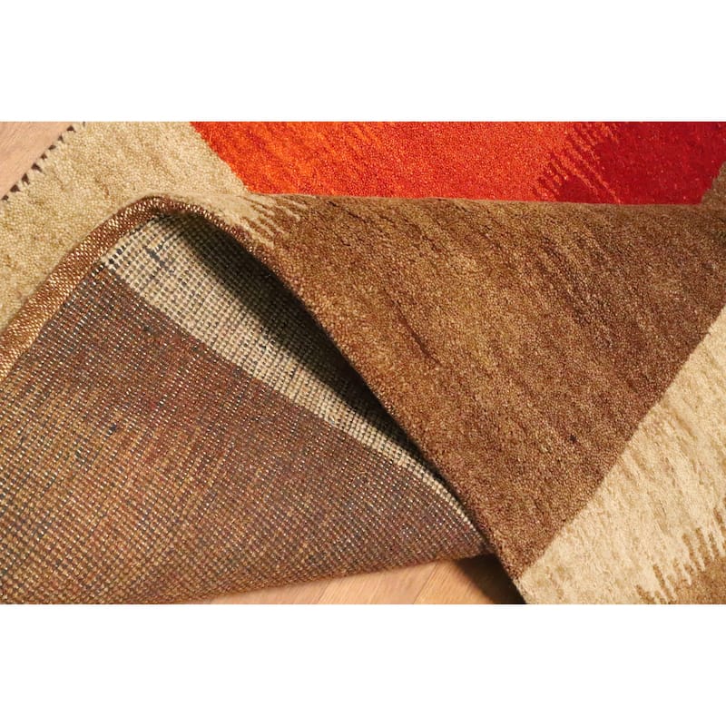Hand Knotted Oriental 100% Wool Carpet Modern Modern Brown Gabbeh Area Rug - 7' 10'' X 5' 7''