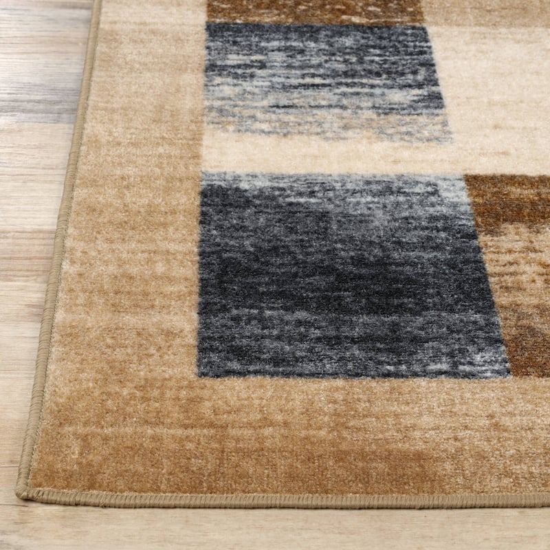 Superior Lockwood Color Block Non-Slip Washable Indoor Runner or Area Rug