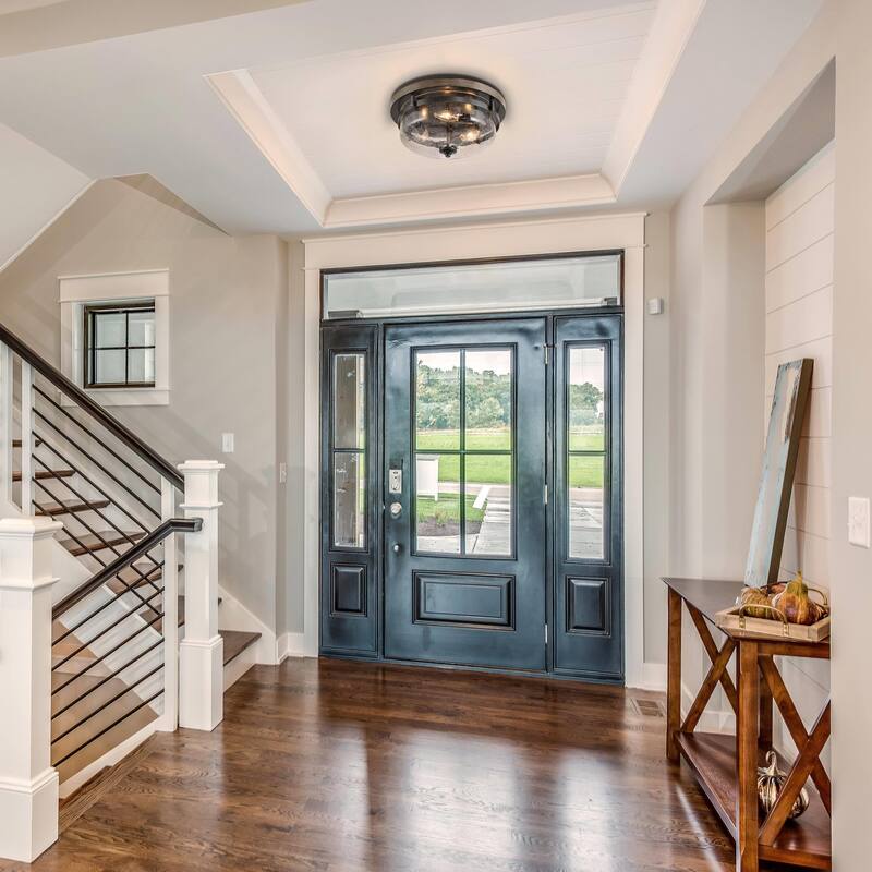Modern Farmhouse 3-Light Drum Flush Mount Lights Glass Ceiling Light - D13.5"xH6.5"