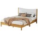 preview thumbnail 8 of 10, Queen Size Solid Rubber Wood Bed with Velvet Upholstered Headboard and Storage