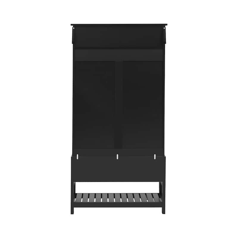 Hall Tree with 6 Hooks and Hinged Lid, Coat Hanger, Entryway Bench, Storage Bench, 3-in-1 Design, 69INCH, for Entrance, Hallway