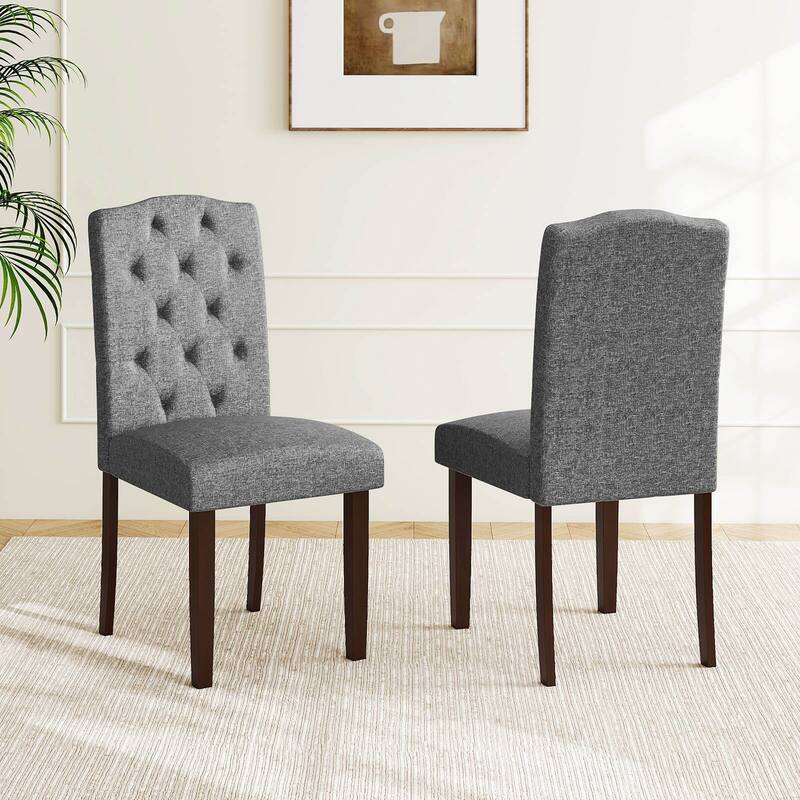 Costway Wooden Dining Chair Set of 4 with Rubber Wood Legs Padded Seat - See Details