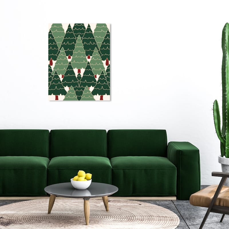 Wynwood Studio Canvas Holiday and Seasonal Christmas Pine Forest Glitter Green Glam Wall Art Canvas Print - 30 x 36