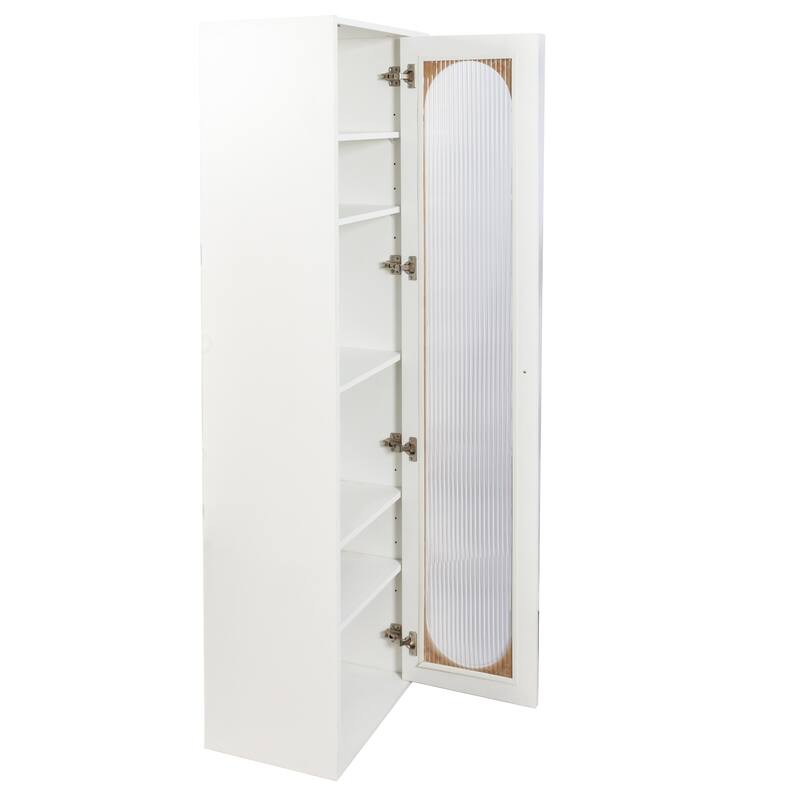 Tall Display Cabinet & Bookshelf with Glass Door - 6 Storage Shelves for Living Room, Kitchen, Bedroom, Office