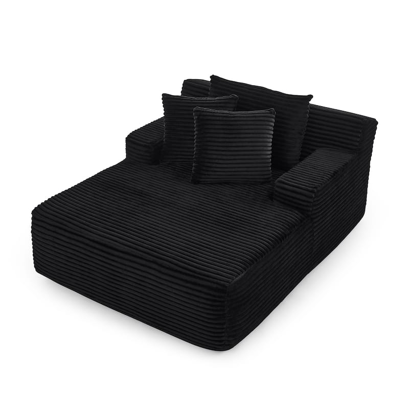 Roomfitters Velvet Lounge Chair No Assembly Required, Fluffy Single Lazy Sofa for Living Room and Bedroom
