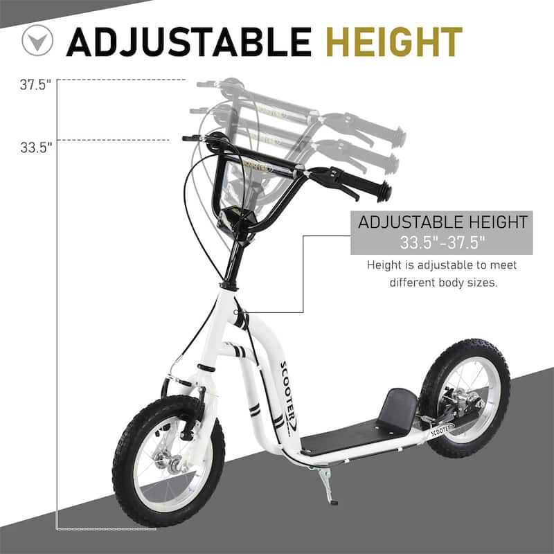 Steel Aluminum Kids Scooter with Adjustable Height Handle - 47.25"L x 22.75"W x 33.5"-37.5"H