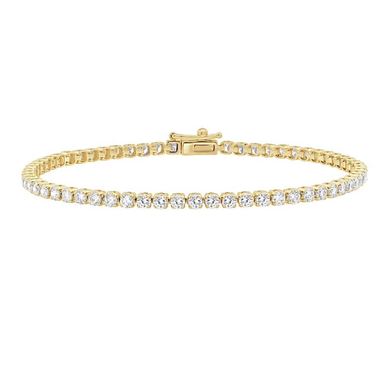 Auriya 14K Gold Lab Grown Round Diamond Tennis Bracelet 1.00 to 4.00ct. tw. (E-F VS) - 4.00ct. tw. - Yellow