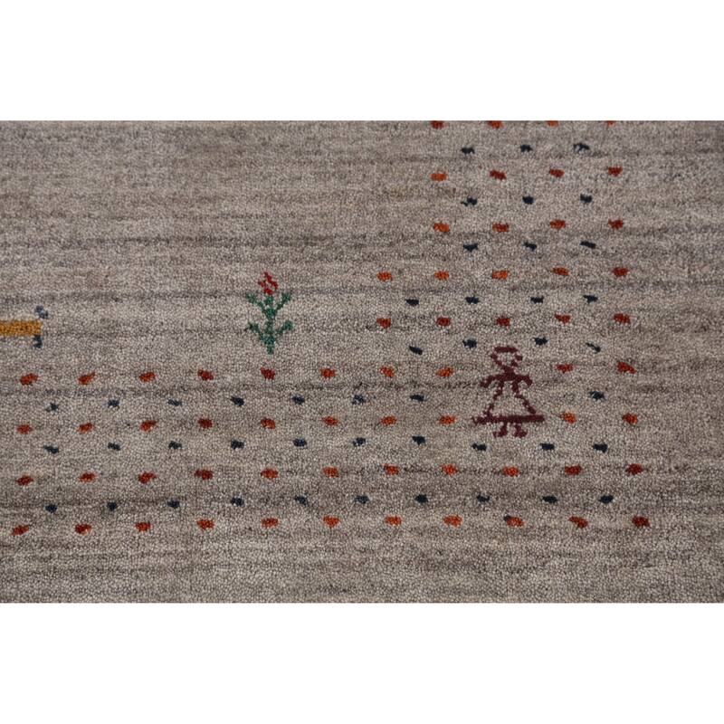 Hand Knotted Oriental 100% Wool Carpet Tribal Animal Pictorial Beige & Ivories Gabbeh Area Rug - 7' 9'' X 5' 0''