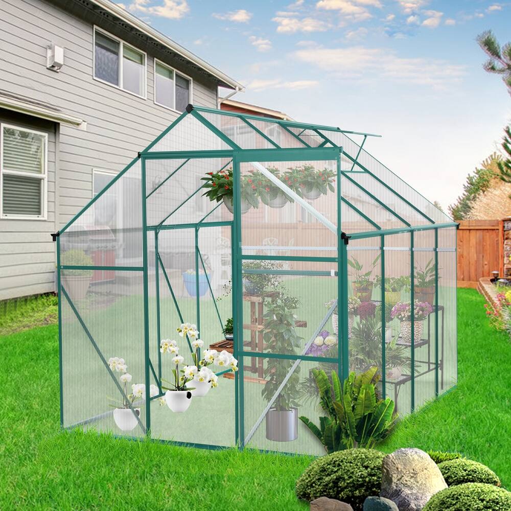6 x 8 FT Outdoor Patio Greenhouse for Outdoor Backyard in All Season - 7' 8" x 6' 7"