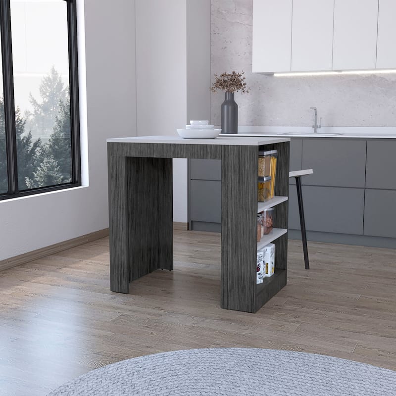 biza Marble Counter Height Table Top Kitchen Island