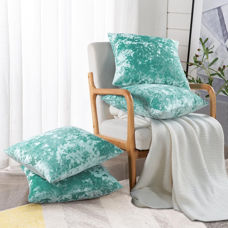 Rancho Crushed Velvet Throw Pillow Cover Set, NO INSERT - 20" x 20" - North Sea