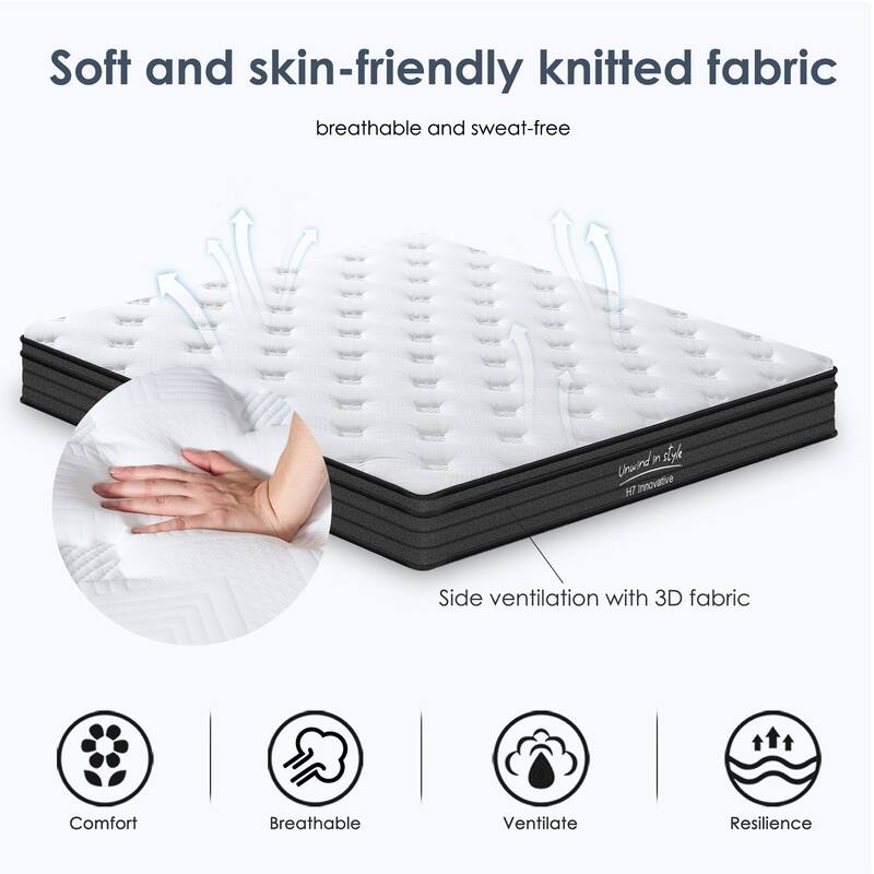 GDFStudio - Aurelian 12 Inch Hybrid Memory Foam Mattress with Individually Pocketed Innerspring, Medium Firm