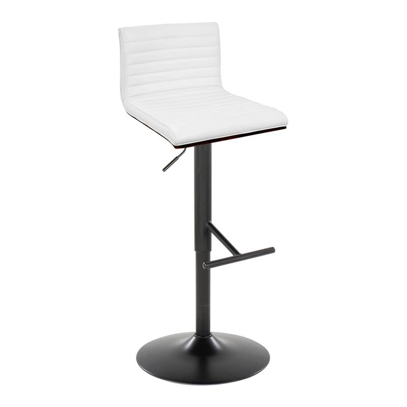 Carson Carrington Tyra Adjustable Bar Stool (Set of 2) - White Faux Leather/Black/Straight